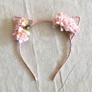 FULL TILT Pretty Flower Cat Ears Headband in Pink: NWOT